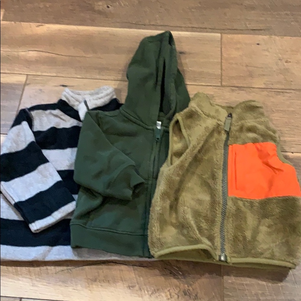 12 month light weight quarter zip, hoodie, vest